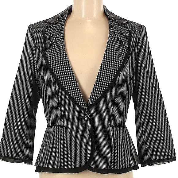 WHBM Classy Black White Dot Suit Jacket - Picture 1 of 7
